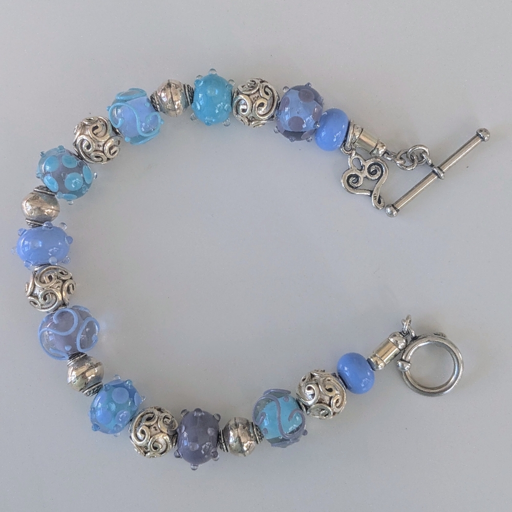 Sterling Silver And Artisan Beaded Bracelet
